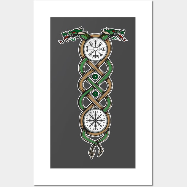 Dragons Celtic Knotwork Viking Talisman Gift Leather Band Wall Art by JaJoFo